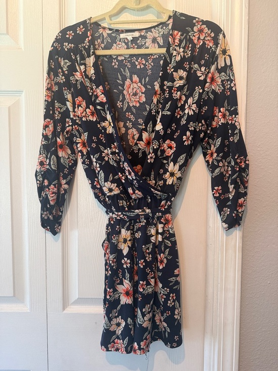 Maurices Pants - Maurices Navy Floral Wrap Romper with Pink & Cream Flowers